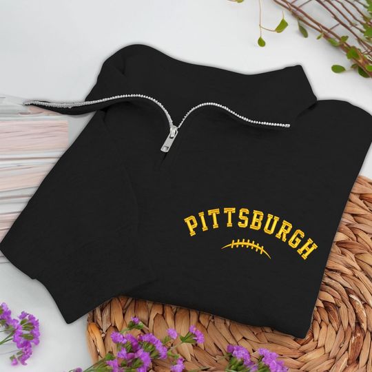 Discover Embroidered Pittsburgh Football Quarter-Zip Sweatshirt: Cozy Game Day Pullover