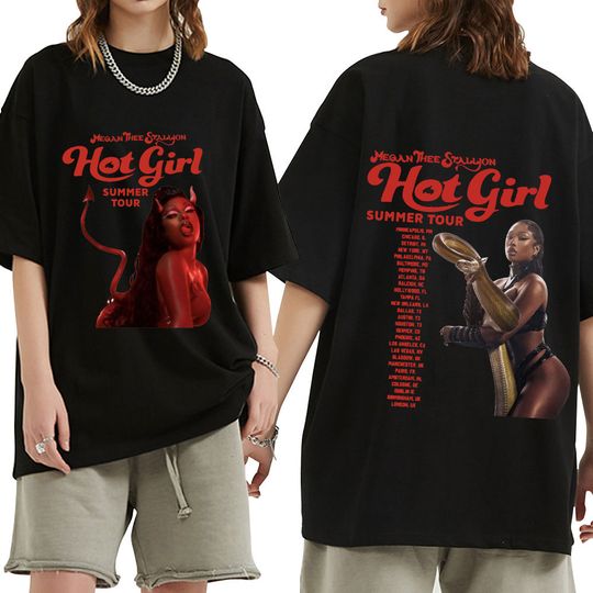 Discover Rapper Megan Thee Stallion Hot Girl Summer 2024 Tour T Shirt Men Women Hip Hop Vintage T Shirts Cotton Casual Oversized T-shirts