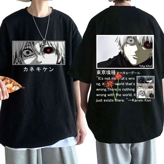 Anime Toky Ghoul Kaneki Ken Eyes Double Sided Print T-shirt
