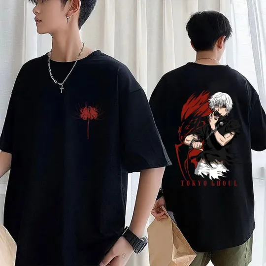 Japan Anime Toky Ghoul Cool T Shirt Ken Kaneki Print Men's Harajuku T-shirts