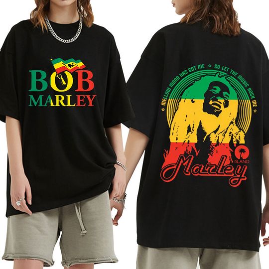 Discover Reggae Music Originator Bob Marley Graphic T Shirts Men's Fashion Vintage T-shirt Cotton Casual Oversized Short Sleeve T-shirts