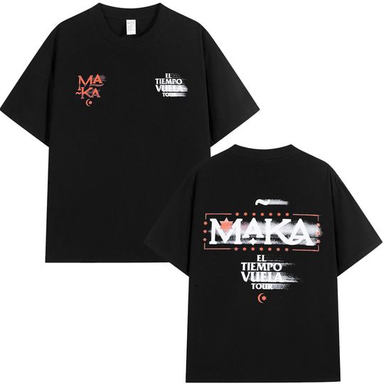 Discover Rapper Maka El Tiempo Vuela 2025 Tour Merch T-shirts Men Women Clothing Fashion Hip Hop T-shirt 100% Cotton Short Sleeve T Shirt