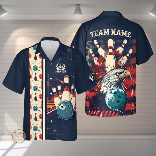 Discover Personalized Retro Bowling Aloha Shirt: Custom Name & Number