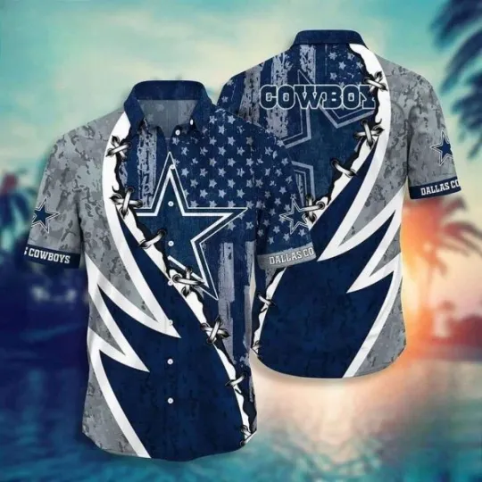 Discover Dallas Hawaiian Shirt American Flag Independence football Hawaiian Shirt, Gift for Fan