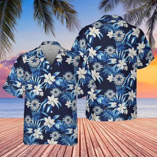 Discover Dallas Team Hawaiian Shirt, Tropical Flowers, Summer Beach Shirt, Gift for Fan