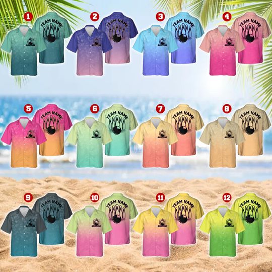 Discover Personalized Multicolor Bowling Hawaii Shirt for Men Women Youth, Custom Bowling Team Aloha Shirt with Team Name, Bowling Players Shirt