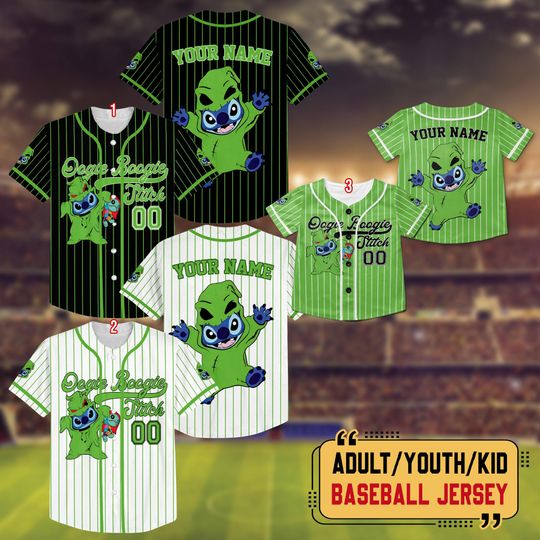 Personalized Oogie Boogie Stitch Baseball Jersey, Disney Halloween Shirt, Custom Nightmare Before Christmas Jersey, Disneyland Trip Jerseys