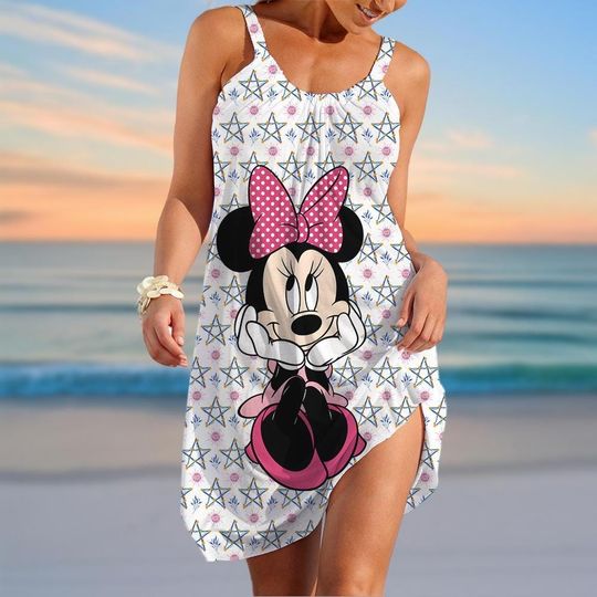 Minnie Sling Summer Dress, Minnie Mouse Women Dress, Disneyland Dress Women, Disney Family Trip Dress For Mom, Summer Gifts