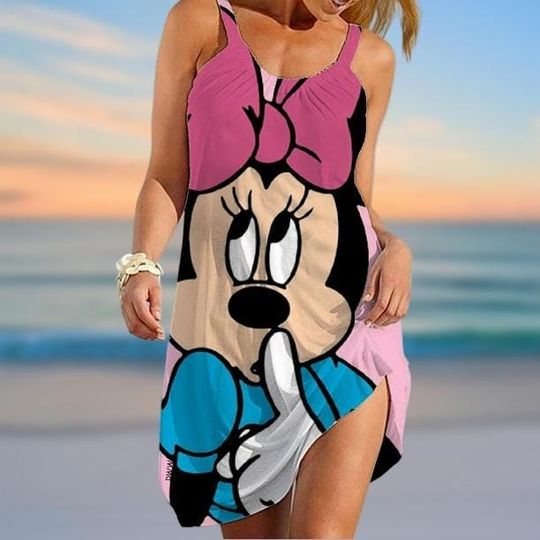 Minnie Mickey Sling Summer Dress, Disney Family Beachwear Dress, Disneyland Dress Women, Disney Girl Trip Shirt