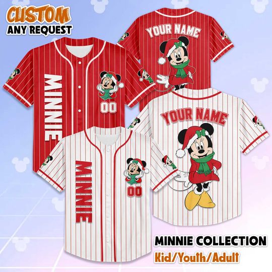 Discover Personalized Minnie Mouse Christmas Shirt, Custom Disney Holiday Tee for Kids & Adults, Cute Festive Outfit, Funny Disney Xmas Cartoon Top