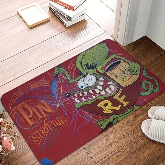 Hot Rod Rat Fink Pinstriping Welcome Doormat Door Mat
