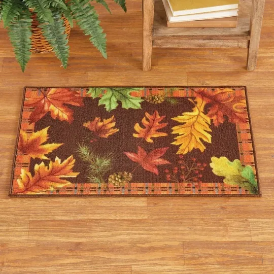 20x30 Autumn Leaves Tufted Skid-Resistant Kitchen Entryway Rug