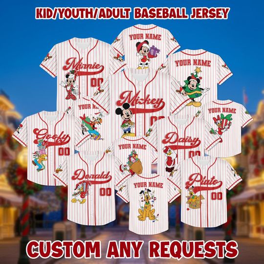Discover Personalized Mickey & Friends Christmas Jersey - Custom Birthday Gift
