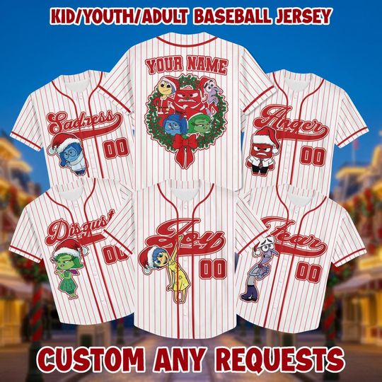 Personalized Emotion Cartoon Baseball Jersey: Custom Christmas Family Shirt