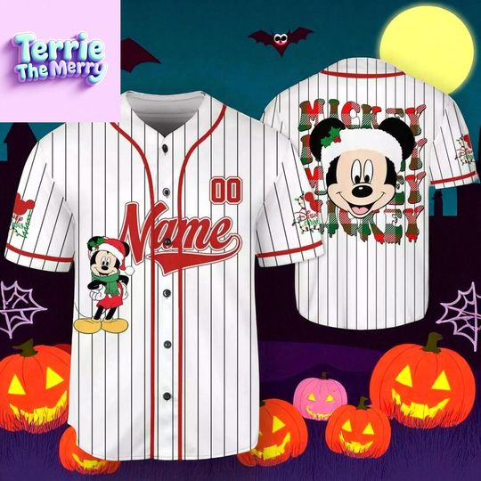 Discover Cartoon Holiday Baseball Jersey  Custom Name Christmas Jersey Shirt for Family Matching & Festive Outfits