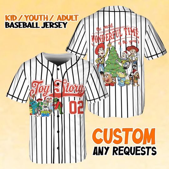 Discover Toy Story Christmas Baseball Jersey, Custom Name Jersey Shirt, Woody Buzz Jessie Holiday Jersey, Kid Youth Adult Christmas Jersey