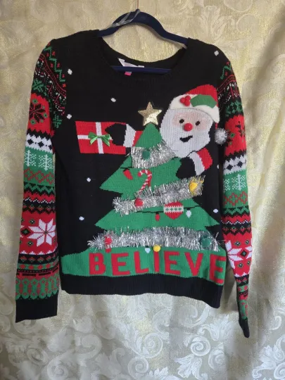 Discover ●No Boundaries● Women’s Size XL (15-17) Pullover Ugly Christmas Santa Sweater