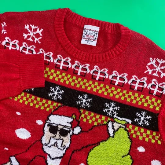 Holiday Sweater XL Red Santa Claus Skateboard Ugly Christmas Party