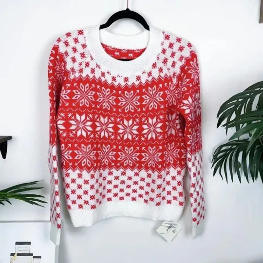 Discover J.ING Ugly Christmas Sweater Pullover Jumper Snowflake Print NWT Women Size OS