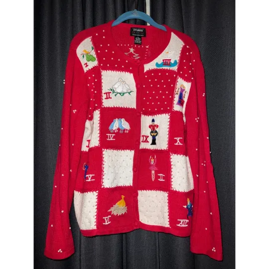 Discover Ugly Christmas Sweater Cardigan Xmas Size Medium