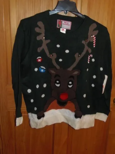 Discover "UGLY" CHRISTMAS SWEATER - WOMEN - "REINDEER" - GREEN - SIZE XL  (XS-4-XLx)*