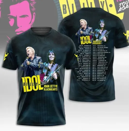 Billy Idol Joan Jett Tour 3D Shirt Unisex Concert