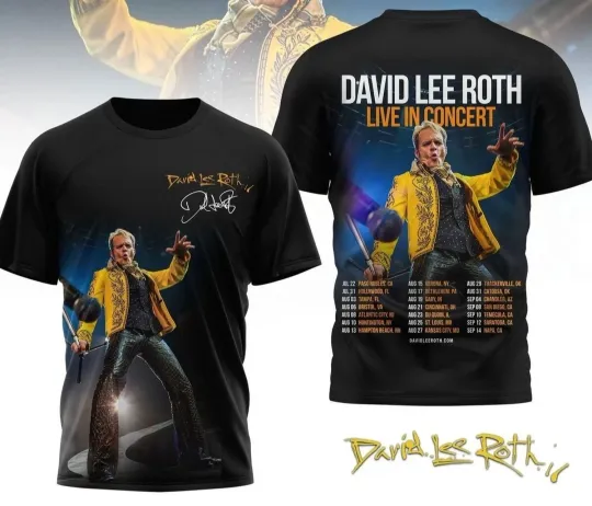 Discover David Lee Roth Live In Concert 2025 3D T-Shirt S-5XL