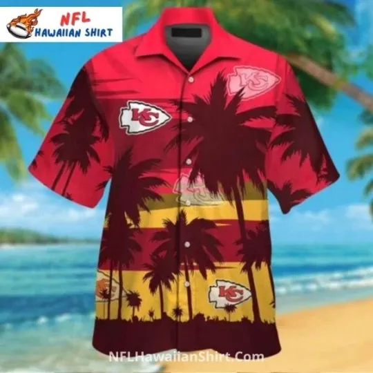 Discover Kansas City Aloha Hawaiian Shirt Red Sunset Palm Tree Theme, Gift for Fan