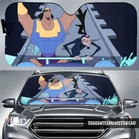 Discover The Emperor's New Groove Car Sun Shade, Funny Krock And Yzma Auto Sunshade