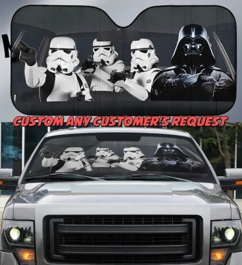 Discover Personalize Starwars Sunshade Windshield, Custom Request Darth Vader Galaxy Car