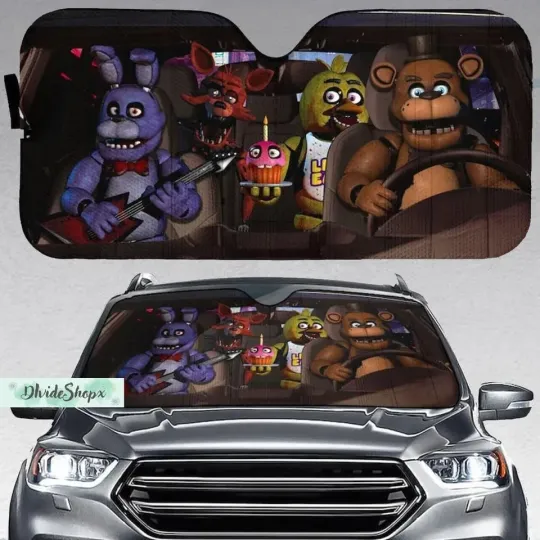 Fnaf Car Sunshade, Freddy Fazbear Sun, Sun Visor for Car Sunshade, Car Accessory