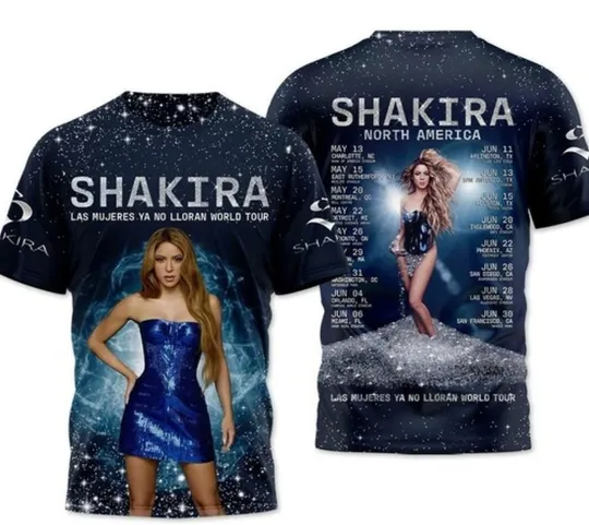 Discover Shakira Las Mujeres Ya No Lloran World Tour 2025 North America T-Shirt 3D