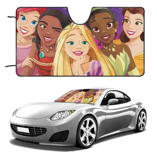 Discover Disney Princess Car Sun Shade, Windshield Cover, UV Protection, Auto Accessory