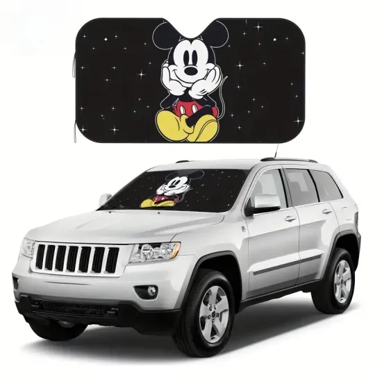 Discover Disney Mickey Car Sunshade, UV Protection, Heat Reflector, Windshield