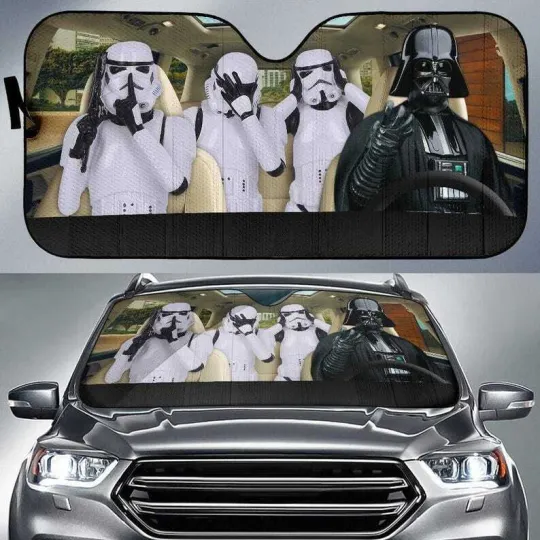 Discover Stormtrooper And Darth Vader Car Sun Shade, Star Wars Sunshade, Disney Movie Car