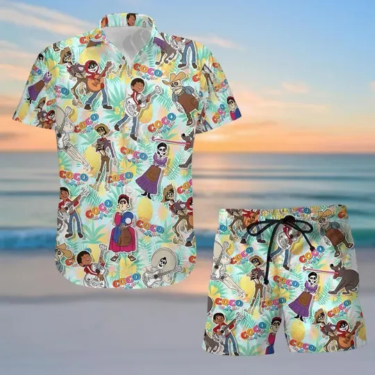 Discover Coco Musical Miguel Hawaiian Shirt and Short, Disney Magical Beach Shirt, Summer Shorts, Funny Halloween Short Sleeve Shirt
