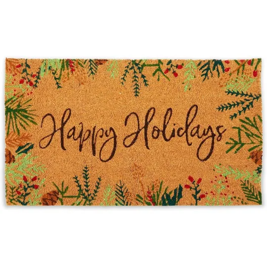 Discover Christmas Welcome Coir Door Mat for Indoor and Outdoor Holiday Decor