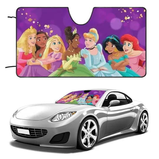 Discover Disney Princess Car Sunshade, UV Protection, Heat Reflector, Windshield Cover