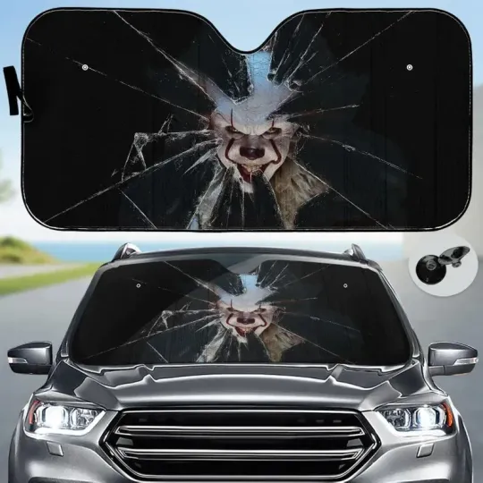 Discover Horror Clown IT movie Car Sunshade, Horror Clown Windshield Cover