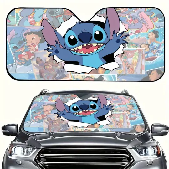 Discover Disney Stitch Car Front Windshield Sun Visor, Universal Fit, for Mother'S Day