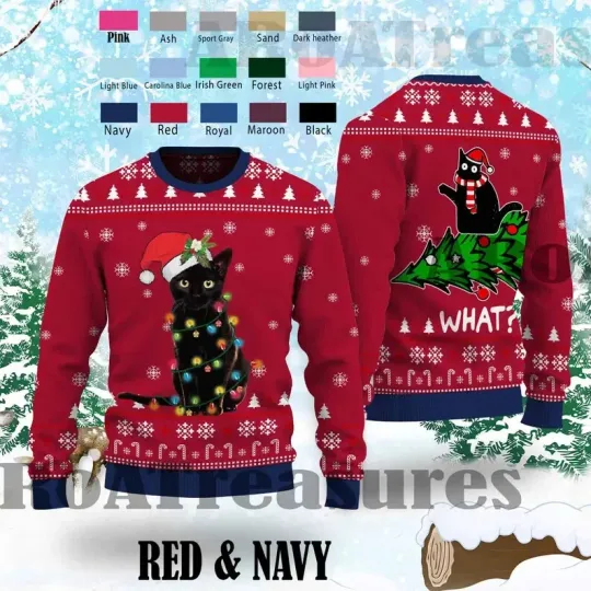 Meowy Catmas Ugly Christmas Sweater, Ugly Cat Sweater, Catmas Christmas Sweater