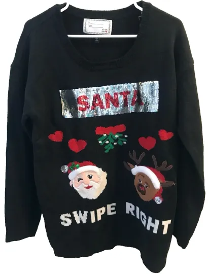 Discover With Love Derek  Christmas sweater womens large Santa swipe right