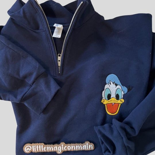 Discover Disneyland Embroidered Sweater, Disneyland Quarter Zip Sweatshirt, Disney World Sweatshirt, Donald Duck Shirt, Donald Duck Sweatshirt Simple