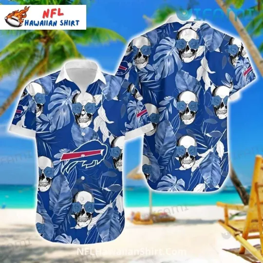 Discover Buffalo Bills Hawaiian Shirt – Skull And Palm Leaf Design Size S-5XL