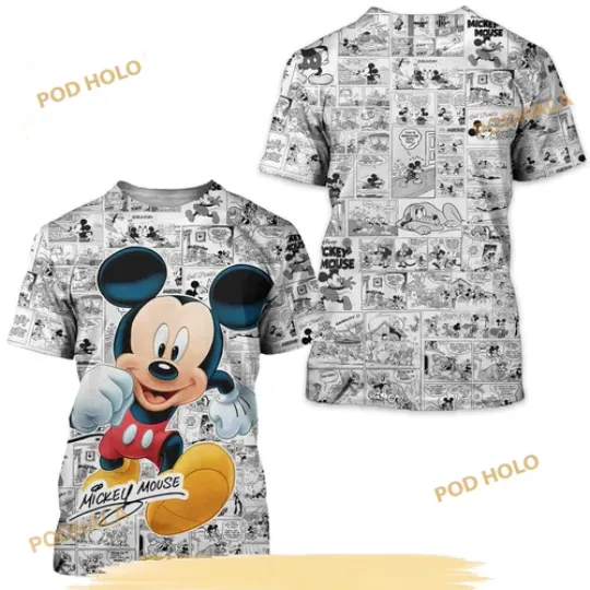 Mickey Mouse Comic Pattern 3D T-Shirt for Men and Women
