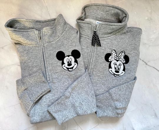 Discover Youth Mickey and Minnie Mouse Disney Quarter Zip, Girls and boys magic kingdom sweatshirts