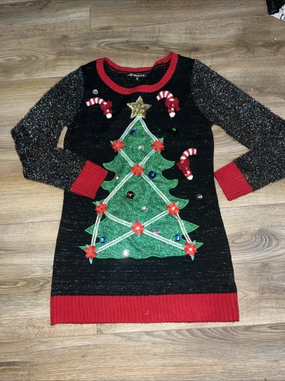 United States Sweaters Holiday Ugly Christmas Long Sweater Dess Santa Size M