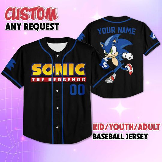 Discover Custom Sonic The Hedgehog Baseball Jersey, The Hedgehog Birthday Jersey Shirt, Sonic Baseball Team Outfit, Gift For Fans
