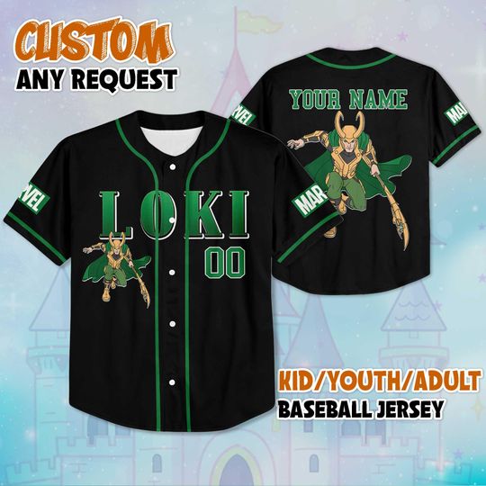 Personalized Loki Baseball Jersey, Custom Marvel Villain Shirt, The Avengers Baseball Jersey Outfit, Matching Team Tee, Gift For Fans