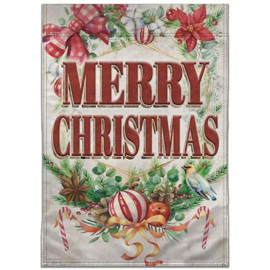 Discover Merry Christmas (Holly) 12x18in Garden Flag Holiday Outdoor Yard Home Decor